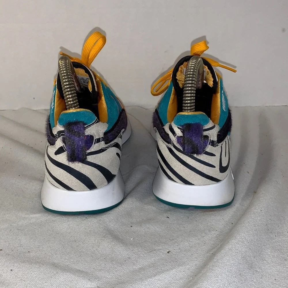 Puma Womens RS-100 ‘Zinnia’ Yellow, Teal, Orange & Zebra-Accent Low-Top Sneakers